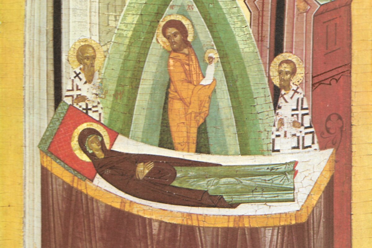 Orthodox icon depicting the Dormition of the Theotokos
